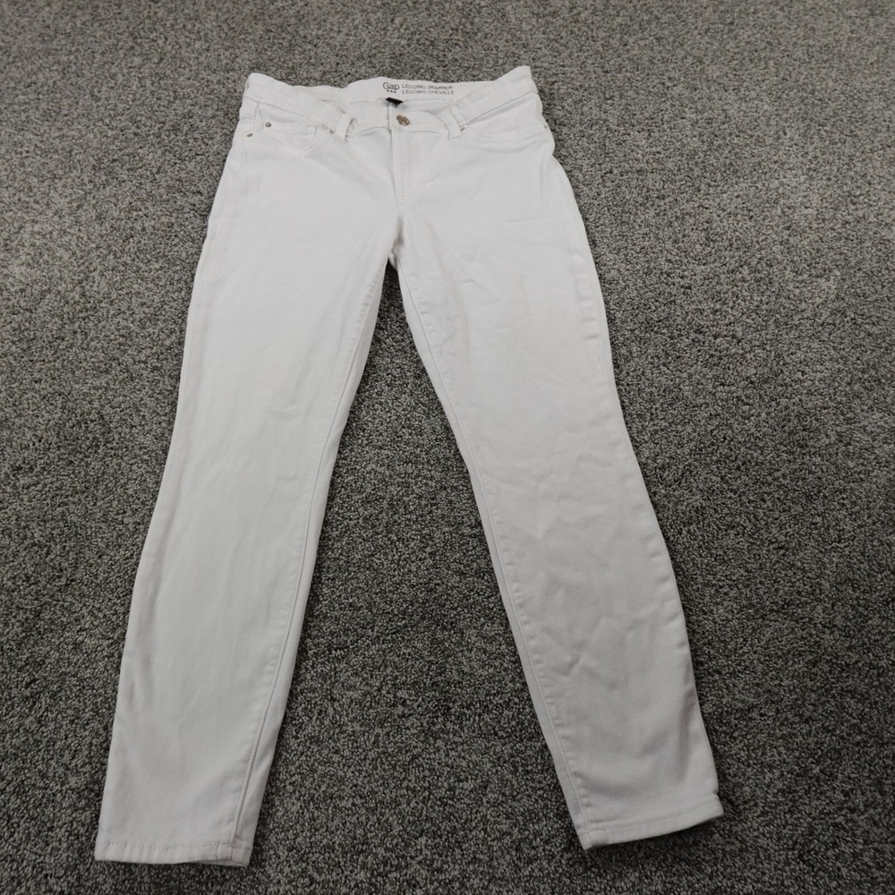 Gap Jeans Womens 8 White Denim Pants Slim‎ Skinny Low Rise Stretch Flex Preppy